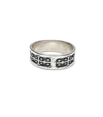 R002315 Genuine Sterling Silver Ring Band Jerusalem Cross Solid Hallmarked 925 Handmade